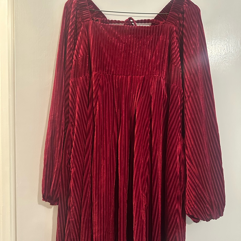 Elegant Red Velvet Dress